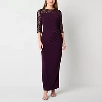 Brianna Milay Womens Sequin 3/4 Sleeve Evening Gown