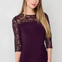 Brianna Milay Womens Sequin 3/4 Sleeve Evening Gown