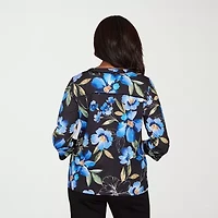 Alfred Dunner Barcelona Womens Split Crew Neck 3/4 Sleeve T-Shirt