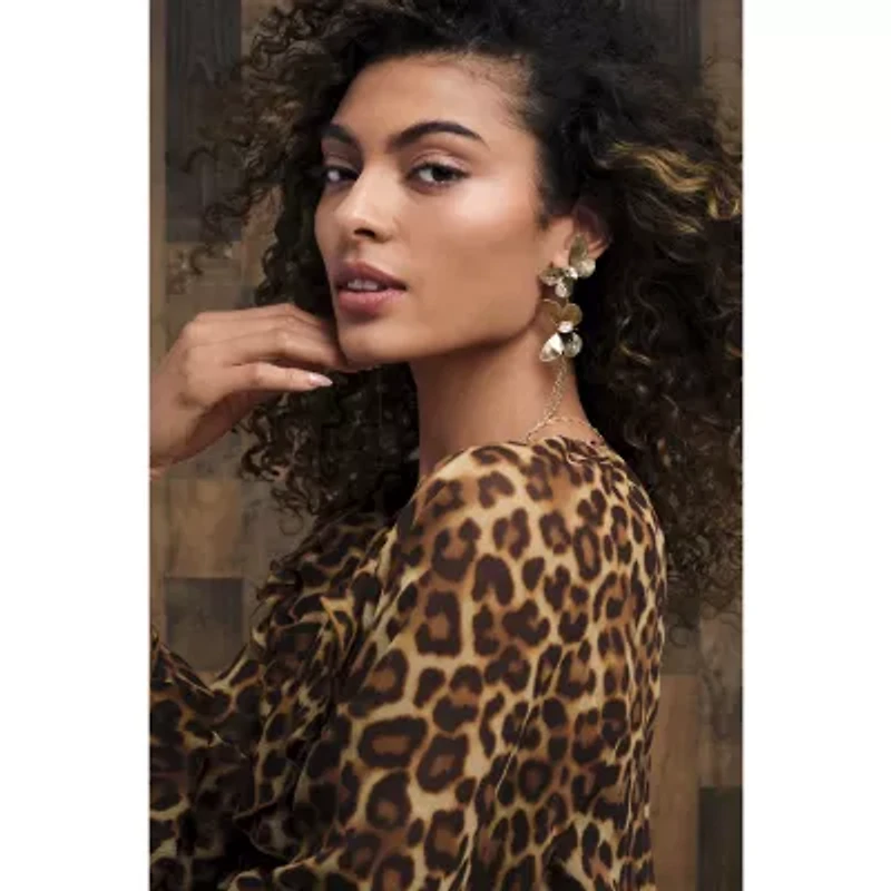 JS Jessica Simpson Gold Tone Womens Crystal Butterfly Drop Earrings