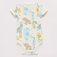 Okie Dokie Baby Boys Round Neck Short Sleeve Rib Bodysuit