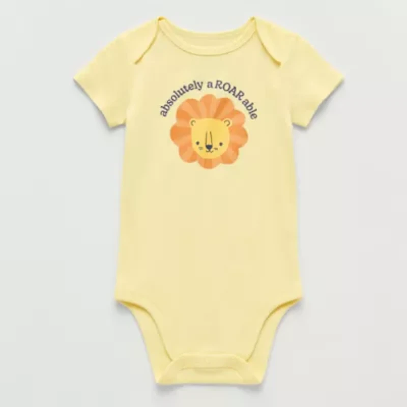 Okie Dokie Baby Boys Round Neck Short Sleeve Rib Bodysuit