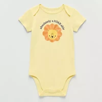 Okie Dokie Baby Boys Round Neck Short Sleeve Rib Bodysuit
