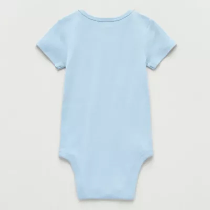 Okie Dokie Baby Boys Round Neck Short Sleeve Rib Bodysuit