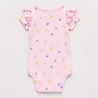 Okie Dokie Baby Girls Round Neck Short Sleeve Rib Bodysuit