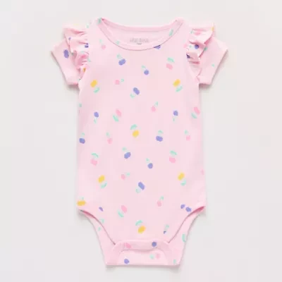 Okie Dokie Baby Girls Round Neck Short Sleeve Rib Bodysuit