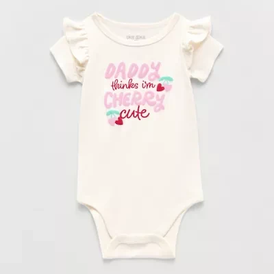 Okie Dokie Baby Girls Round Neck Short Sleeve Rib Bodysuit