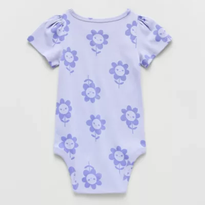 Okie Dokie Baby Girls Round Neck Short Sleeve Bodysuit