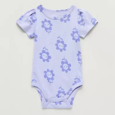 Okie Dokie Baby Girls Round Neck Short Sleeve Bodysuit