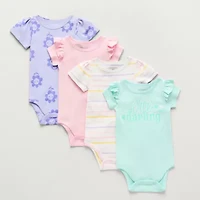 Okie Dokie Baby Round Neck Short Sleeve 4-pc. Bodysuit