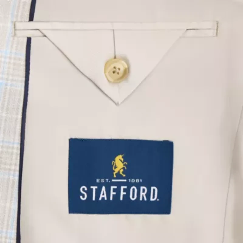 Stafford Mens Plaid Classic Fit Sport Coat