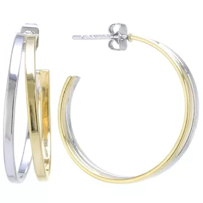 Silver Reflections Womens 30mm Hoop Earrings