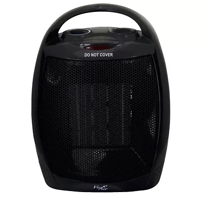 Vie Air 1500W Portable 2-Settings Black Ceramic Heater with Adjustable Thermostat