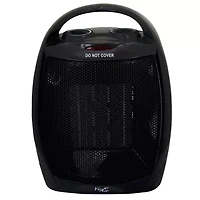Vie Air 1500W Portable 2-Settings Black Ceramic Heater with Adjustable Thermostat