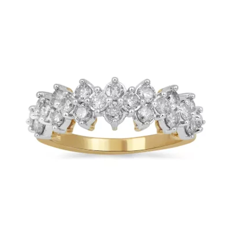 Womens 23.5MM 1 CT. T.W. Natural White Diamond 10K Gold Cluster Band