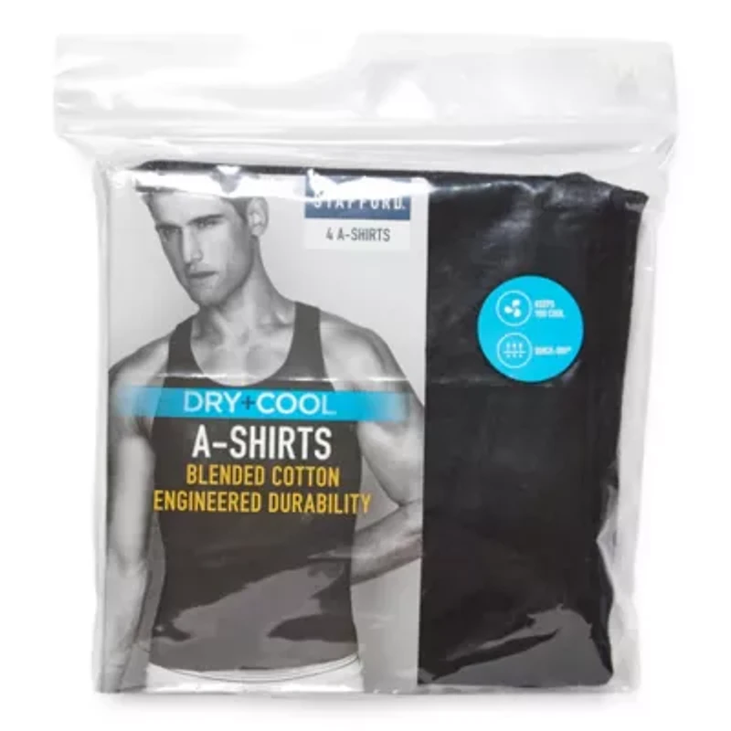 Stafford Dry + Cool Mens 4 Pack Quick Tank