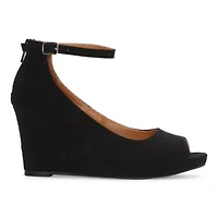 Arizona Jean Co Crissi Womens Round Peep Toe Wedge Heel Pumps