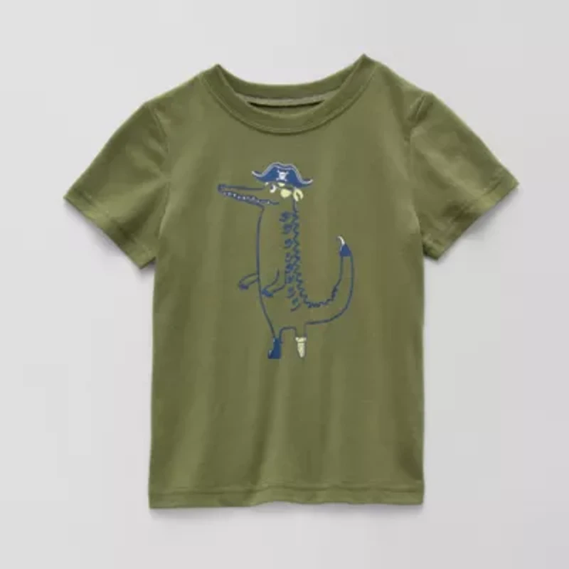 Okie Dokie Toddler & Little Boys Crew Neck Short Sleeve Regular Fit Graphic T-Shirt