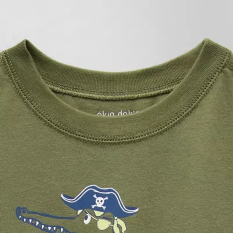 Okie Dokie Toddler Boys Easy-on + Easy-off Sensory Friendly Crew Neck Short Sleeve Adaptive Graphic T-Shirt