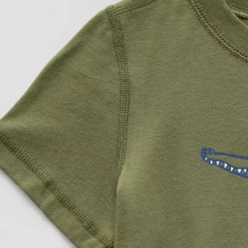 Okie Dokie Toddler Boys Easy-on + Easy-off Sensory Friendly Crew Neck Short Sleeve Adaptive Graphic T-Shirt