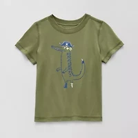 Okie Dokie Toddler Boys Easy-on + Easy-off Sensory Friendly Crew Neck Short Sleeve Adaptive Graphic T-Shirt