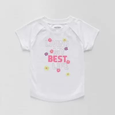 Okie Dokie Active Toddler & Little Girls Round Neck Short Sleeve Regular Fit Graphic T-Shirt