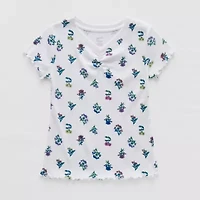 Thereabouts Rib Little & Big Kid Girls V Neck Short Sleeve T-Shirt