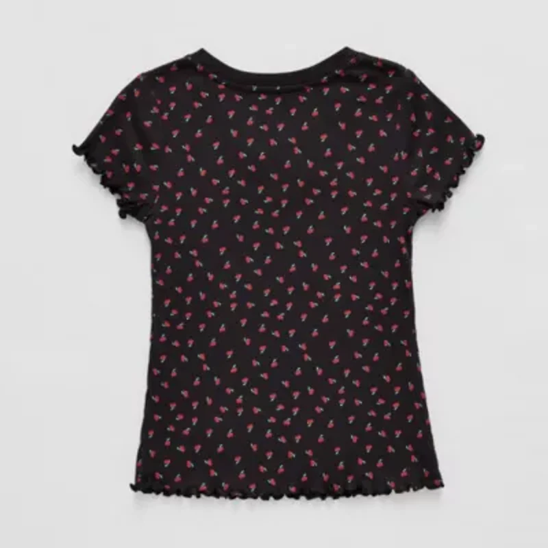 Thereabouts Rib Little & Big Kid Girls V Neck Short Sleeve T-Shirt
