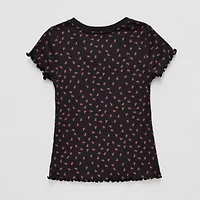 Thereabouts Rib Little & Big Kid Girls V Neck Short Sleeve T-Shirt