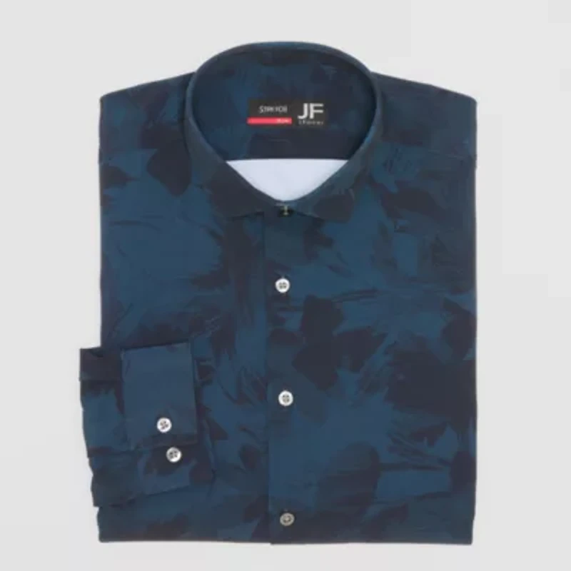 J. Ferrar 360 Stretch Mens Slim Fit Wrinkle Free Long Sleeve Dress Shirt