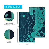 SUPERIOR® Dolphin Collection |100% Egyptian Cotton 2-pc. Quick Dry Beach Towel