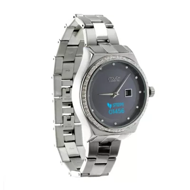 iTouch Connected for Women: Crystal Case with Silver Metal Strap Hybrid Smartwatch (32mm) 13887S-51-D28