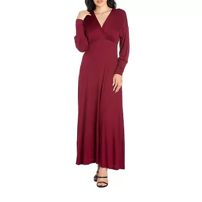 24seven Comfort Apparel Womens Long Sleeve Maxi Dress