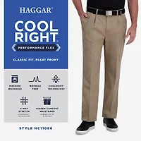 Haggar Cool Right Performance Flex Mens Classic Fit Pleated Pant