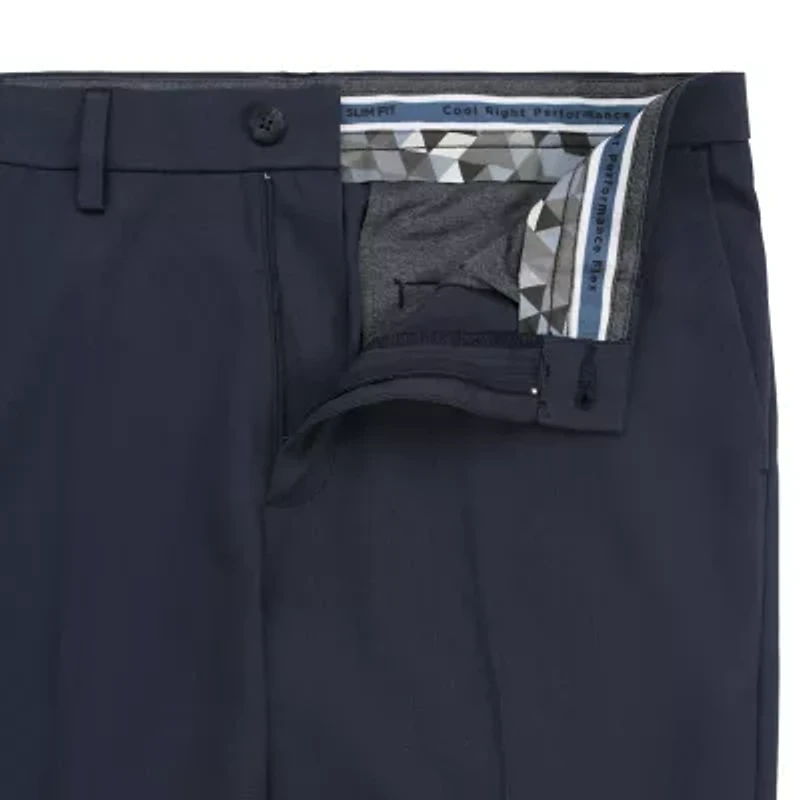 Haggar Cool Right Performance Flex Mens Comfort Waistband Slim Fit Flat Front Pant