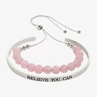 Sparkle Allure You & Me Womens 2-pc. Pink Quartz Pure Silver Over Brass Bracelet Set