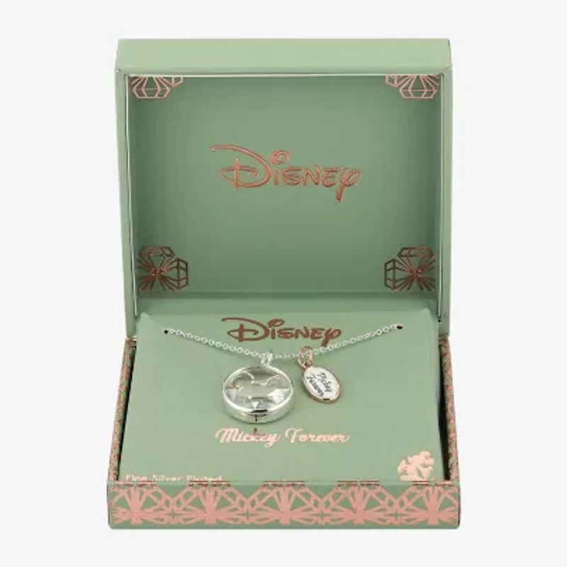 Disney Classics Womens Crystal Pure Silver Over Brass 16 Inch Pendant Necklace