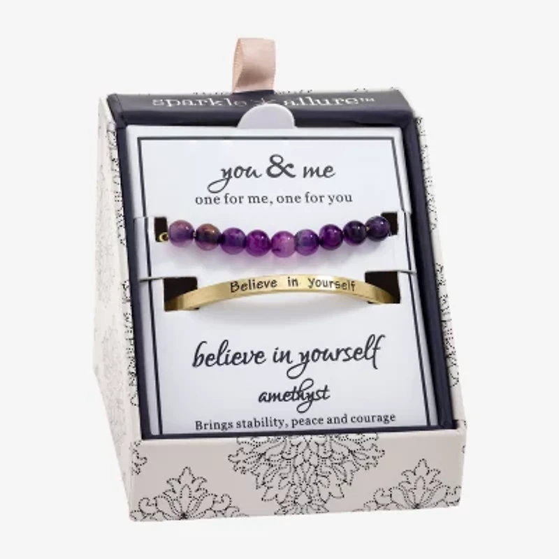 Sparkle Allure You & Me Womens 2-pc. Purple Amethyst 14K Gold Over Brass Bracelet Set