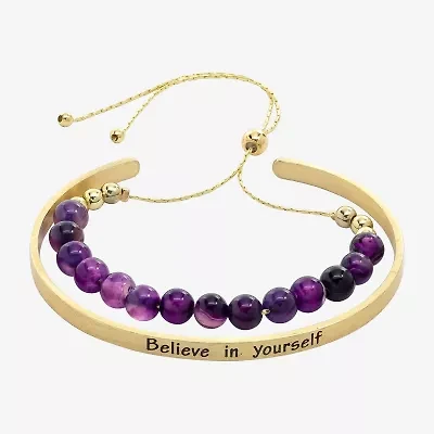 Sparkle Allure You & Me Womens 2-pc. Purple Amethyst 14K Gold Over Brass Bracelet Set