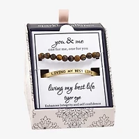 Sparkle Allure You & Me Womens 2-pc. Brown Tiger's Eye 14K Gold Over Brass Bracelet Set
