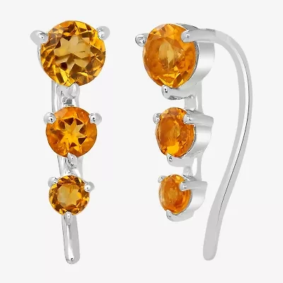 Silver Treasures Genuine Stone Sterling Ear Climbers
