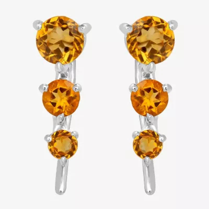 Silver Treasures Genuine Stone Sterling Ear Climbers