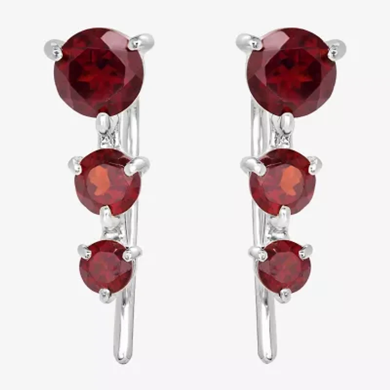 Silver Treasures Genuine Stone Sterling Silver Ear Climbers