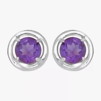 Silver Treasures Genuine Stone Sterling Stud Earrings