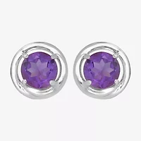 Silver Treasures Genuine Stone Sterling Stud Earrings
