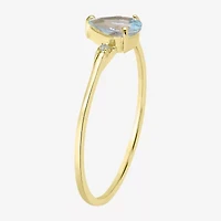 Silver Treasures Genuine Stone 14K Gold Over Band