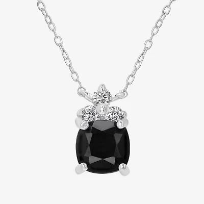 Silver Treasures Genuine Stone Womens Black Onyx Sterling Silver 18 Inch Pendant Necklace