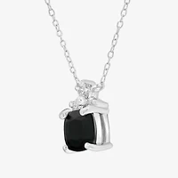 Silver Treasures Genuine Stone Womens Black Onyx Sterling Silver 18 Inch Pendant Necklace