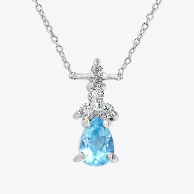 Silver Treasures Genuine Stone Sterling 18 Inch Cable Pendant Necklace