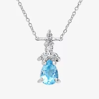 Silver Treasures Genuine Stone Sterling 18 Inch Cable Pendant Necklace